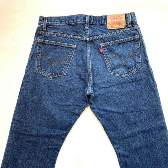 Levi's 517 Boot Cut Jeans Mens 36x30 Dark Blue Denim Red Tab - Picture 7 of 12